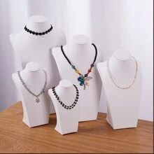 1pc Necklace Display Stand Jewelry Neck Model Rack, Mannequin Neck Forms Show Stand, Retail Store Prop - White - View 3