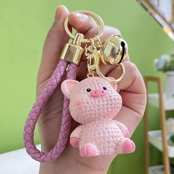 Süßer rosa Schwein-förmiger Schlüsselanhänger zur Dekoration, für den Rucksack in der Schule