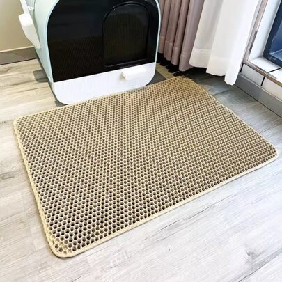 1pc Eva Cat Litter Mat Double Layer Open Top Waterproof Washable Control Mat Suitable For Indoor Home Use