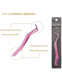 1 pieza 2 en 1 Rizador de pestañas Herramienta , Pestañas Herramienta Peine Pestañas postizas , profesional Pinzas para pestañas Utensilio para aplicar algo - Púrpura malva - Ver 5