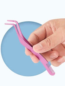1 pieza 2 en 1 Rizador de pestañas Herramienta , Pestañas Herramienta Peine Pestañas postizas , profesional Pinzas para pestañas Utensilio para aplicar algo - Púrpura malva - Ver 6