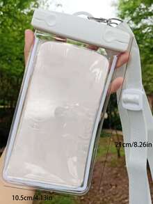 1 pieza Bolsa impermeable para teléfono celular con correa ancha, bolsa de secado de pantalla táctil transparente portátil para hombres, mujeres, actividades al aire libre, playa, piscina, mar, deportes acuáticos, viajes, campamentos, estuche para teléfono, cartera para vacaciones de verano - Blanco - Ver 4