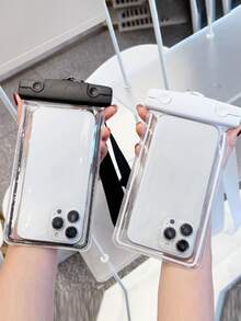 1 pieza Bolsa impermeable para teléfono celular con correa ancha, bolsa de secado de pantalla táctil transparente portátil para hombres, mujeres, actividades al aire libre, playa, piscina, mar, deportes acuáticos, viajes, campamentos, estuche para teléfono, cartera para vacaciones de verano - Blanco - Ver 2