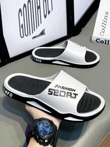 Men's Outdoor Slide Sandals For Summer, Anti-Slip Indoor/Outdoor Comfort Slippers, Suitable For Walking, Beach - White - View 3