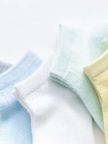 5 Pares De Calcetines Para Bebé En Color Sólido De Malla Transpirable - Multicolor - Ver 3