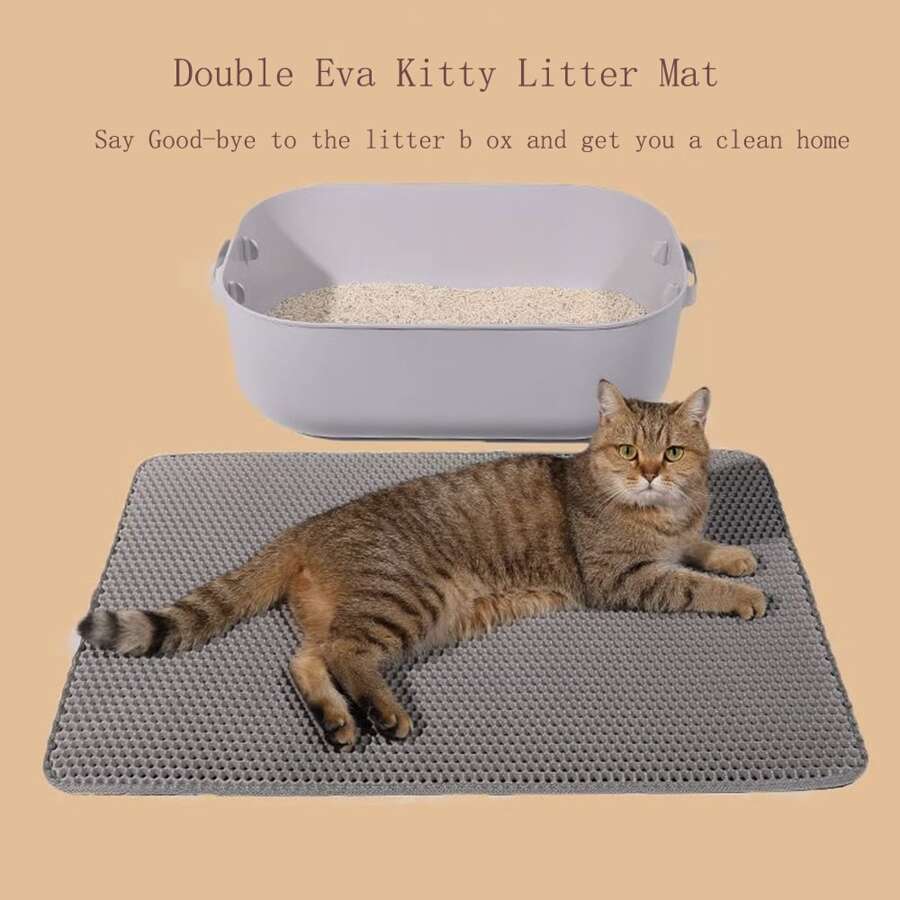 1pc Eva Cat Litter Mat With Double Layers, Single Opening, Washable And