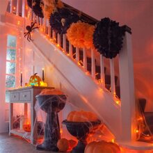 JMEXSUSS 66ft 200 LED Halloween Lights Outdoor Indoor, Connectable Orange String Lights Clear Wire, Fall Light Plug In For Fireplace Tree Garden Patio Thanksgiving Fall Halloween Decor - 橘色 - 查看 5