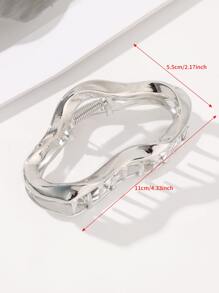 1pc Plain Hollow Metal Hair Claw (Slight Scratches Are Normal, Internal Texture Is Random), School Stuff, College Fall Winter Hair Clip Claw Clip Hair Accessories For Women For Vacation Outfits Woman - Silver - View 5