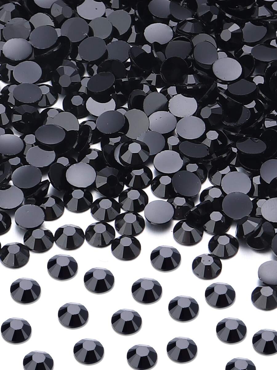 1 hộp Bằng phẳng Kim cương giả pha lê Tròn Ngọc Kim cương giả Trong sáng Bằng phẳng Trở lại 3 Hỗn hợp Kích thước Pha lê Tròn Ly Ngọc Và Sự hái quả Kim cương giả Bút - màu đen - Xem 1