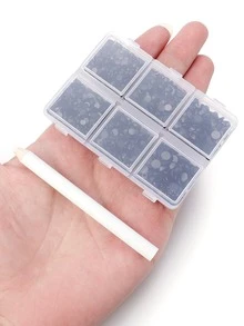 1 hộp Bằng phẳng Kim cương giả pha lê Tròn Ngọc Kim cương giả Trong sáng Bằng phẳng Trở lại 3 Hỗn hợp Kích thước Pha lê Tròn Ly Ngọc Và Sự hái quả Kim cương giả Bút - màu đen - Xem 4