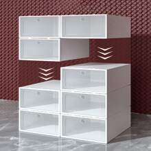 1 Miếng Đơn giản Nhựa Giày Hộp Với Tròn Hố , Hình trái tim Hố Sự phối hợp , Flip Che phủ Và Trong suốt - trắng - Xem 4