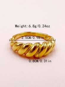 Mazuer 1pc 18K Gold Plated Vintage Style Water Drop Double Ended Ring, Stainless Steel Finger Ring For Men & Women, Daily Wear, Party, Gift