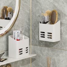 1入組免打孔儲物架,浴室和廚房多功能壁掛儲物架 - 白色 - 查看 1