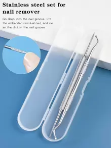 Dụng cụ làm móng chân bằng thép không gỉ hai đầu kèm dụng cụ đẩy biểu bì, dụng cụ loại bỏ vết chai, dụng cụ làm sạch da chết ở ngón chân và dũa móng; kèm hộp đựng. Thích hợp cho gia đình và du lịch, dụng cụ làm móng, dụng cụ làm móng, dụng cụ vẽ móng, trở lại trường học, làm móng, dụng cụ làm móng để dán móng, dụng cụ làm móng chân - Bạc - Xem 3