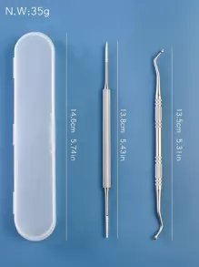 Dụng cụ làm móng chân bằng thép không gỉ hai đầu kèm dụng cụ đẩy biểu bì, dụng cụ loại bỏ vết chai, dụng cụ làm sạch da chết ở ngón chân và dũa móng; kèm hộp đựng. Thích hợp cho gia đình và du lịch, dụng cụ làm móng, dụng cụ làm móng, dụng cụ vẽ móng, trở lại trường học, làm móng, dụng cụ làm móng để dán móng, dụng cụ làm móng chân - Bạc - Xem 5