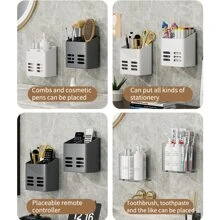 1入組免打孔儲物架,浴室和廚房多功能壁掛儲物架 - 白色 - 查看 3