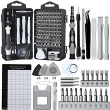 Set de destornilladores de precisión, 138 en 1 kit de herramientas profesional de reparación de computadoras con 117 brocas, compatible con portátil, PC, tableta, iPhone, iPad, PS4, coche RC y electrónica - Gris - Ver 2