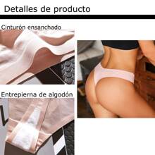 Las Tangas De Mujer, Pegadas Al Cuerpo Y No Apretadas ,3PCS - Negro - Ver 5