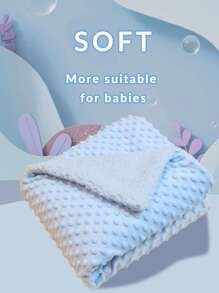 1 件婴儿纯色襁褓毯，双层柔软夏尔巴羊毛保暖被子，适合秋冬季 - 藍色 - 查看 4