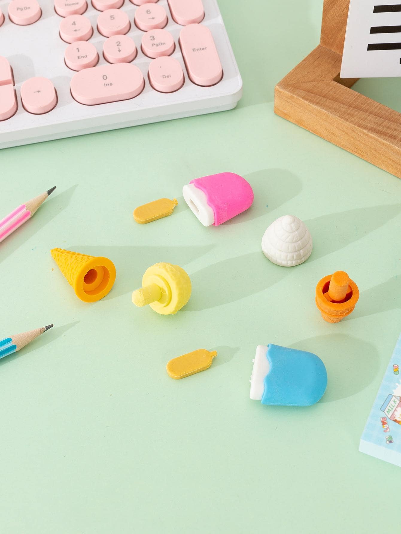 1 Box Sweet Dessert Cake Set Erasers, Creative And Lovely Cake Shaped