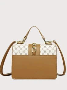 Waterproof,Lightweight,Portable,Classic,Casual 1pc Multicolor Plaid Pattern Pu Leather Tote Bag With Chain Decoration, Fashionable And Versatile For Daily Use For Teen Girls Women College Students,White-collar Workers Perfect for College,Work ,Business,Commute,Outdoors, Travel, Outings,Office,Perfect for Work - Multicolor - View 5