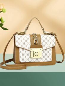 Waterproof,Lightweight,Portable,Classic,Casual 1pc Multicolor Plaid Pattern Pu Leather Tote Bag With Chain Decoration, Fashionable And Versatile For Daily Use For Teen Girls Women College Students,White-collar Workers Perfect for College,Work ,Business,Commute,Outdoors, Travel, Outings,Office,Perfect for Work - Multicolor - View 1