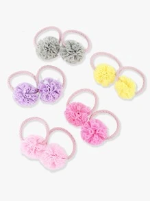 10 pièces/paquet Fille Versicolore En Dentelle Design Boule Princesse Élastique À Cheveux Accessoire Pour Cheveux Pour Coiffure