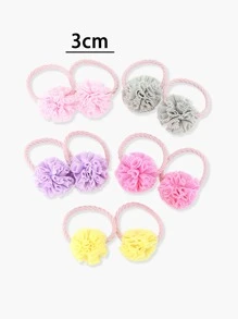 10 pièces/paquet Fille Versicolore En Dentelle Design Boule Princesse Élastique À Cheveux Accessoire Pour Cheveux Pour Coiffure