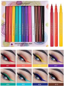 12PCS Neon Liquid Eyeliner Set, Matte Colored Eyeliners Pen, Colorful Waterproof Smudge-Proof Pigmented Graphic Liners Y2K Eye Shadow - 1 bộ - Xem 1