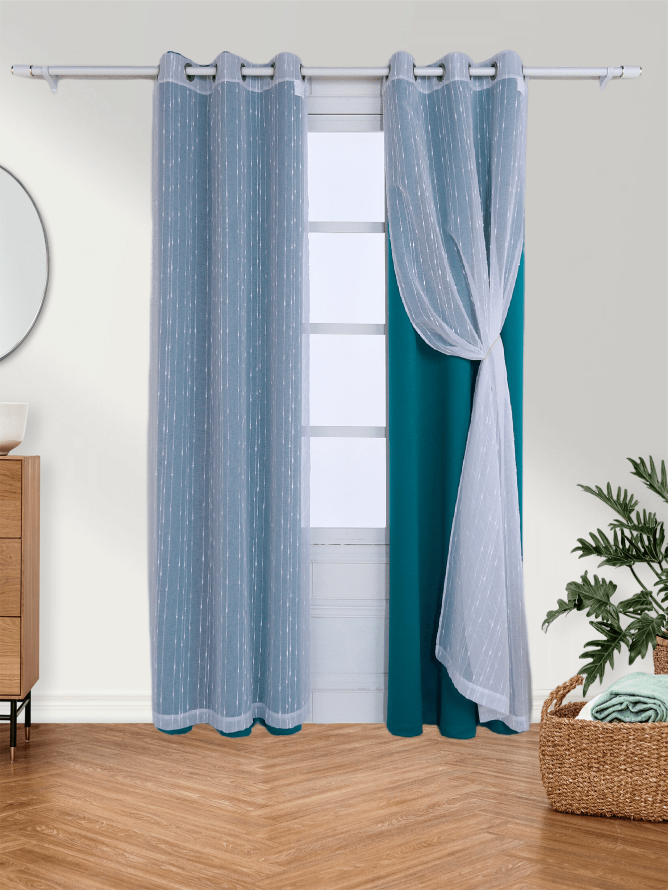 Mix and Match Curtains - 1 piece Sheer Curtain and 1 piece Blackout ...