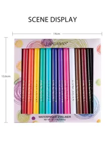 12PCS Neon Liquid Eyeliner Set, Matte Colored Eyeliners Pen, Colorful Waterproof Smudge-Proof Pigmented Graphic Liners Y2K Eye Shadow - 1 bộ - Xem 9