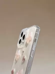 情人节 Iphone 16 透明防震手机壳，带滴胶、糖霜颜色、水钻和蝴蝶设计，兼容 IPhone15/15Plus/15Pro/15Promax - 無色 - 查看 4