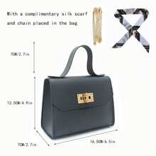 Bolso Negro Con Decoración De Pañuelo Y Cadena Metálica - Negro - Ver 4