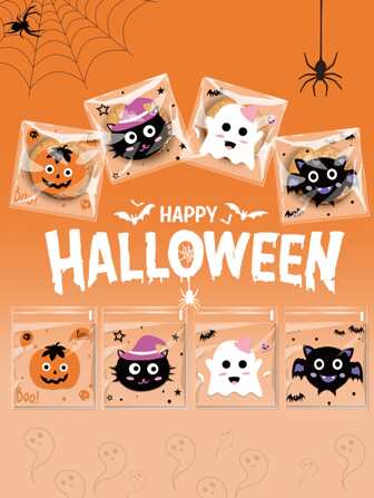 50入組萬聖節餅乾包裝袋,麵包店餐飲禮品對待包