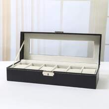 Thanh tú Trưng bày Hộp đựng Hộp Đối với 6 Đồng hồ Động lực Hoặc Đồng hồ điện tử Đồng hồ Đeo tay Và Đồ trang sức - màu đen - Xem 1