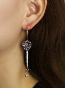 Bông tai hình trái tim bằng đá rhinestone - Nhiều màu - Xem 2