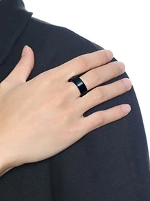 1 件裝啞光旋轉拉絲男女通用情侶戒指,可緩解壓力 - 黑色 - 查看 2