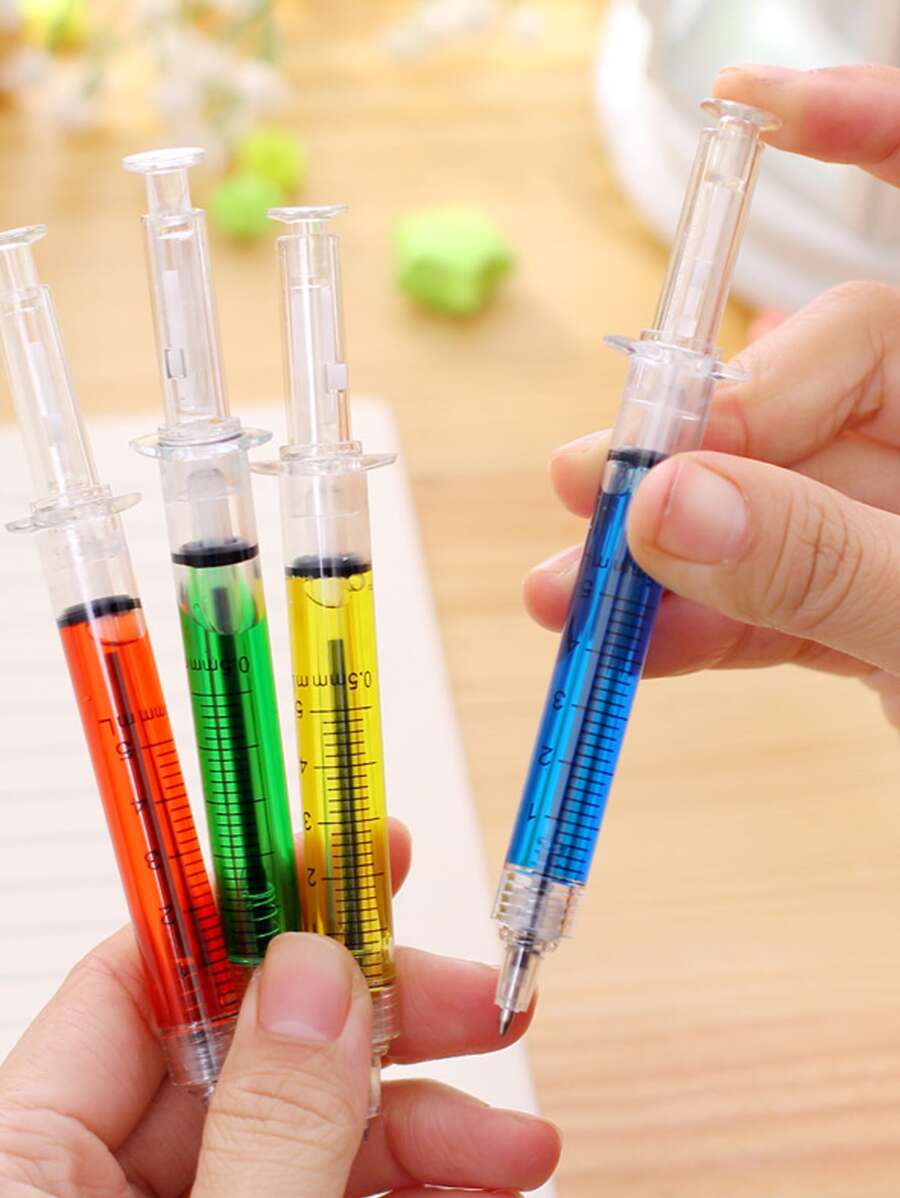 Bolígrafo creativo en forma de jeringa, material de aprendizaje, regalo de papelería, color aleatorio, 1 pieza - Multicolor - Ver 1