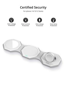 Bonola 可折疊三合一無線充電器，15w 磁性無線充電，相容於 Iphone 14/12/13/11/xs/xr/x/8、Apple Watch 8/se/ultra 和 Airpods Pro - 白色 - 查看 5