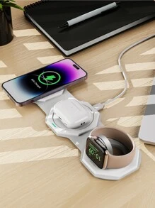 Bonola 可折疊三合一無線充電器，15w 磁性無線充電，相容於 Iphone 14/12/13/11/xs/xr/x/8、Apple Watch 8/se/ultra 和 Airpods Pro - 白色 - 查看 8