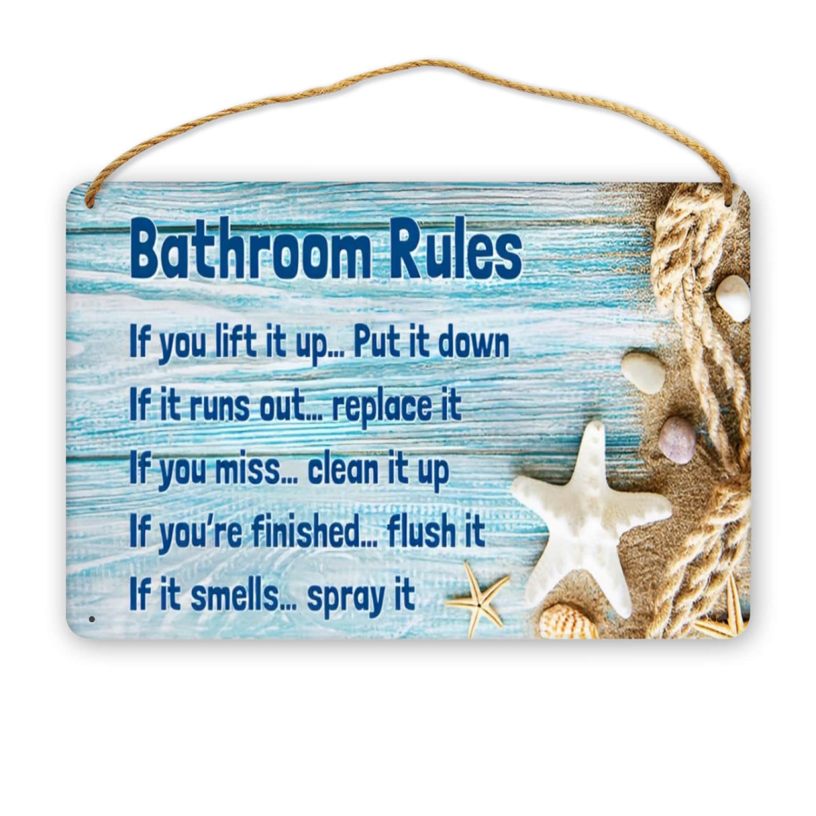 Wood-Bathroom Rules-B-2030 - Blue - View 1