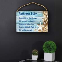 Wood-Bathroom Rules-B-2030 - Blue - View 4
