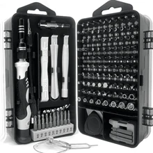 Set de destornilladores de precisión, 138 en 1 kit de herramientas profesional de reparación de computadoras con 117 brocas, compatible con portátil, PC, tableta, iPhone, iPad, PS4, coche RC y electrónica - Gris - Ver 1