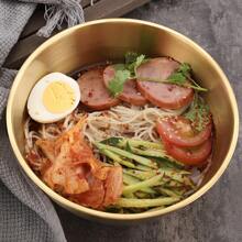 1pc Stainless Steel Bowl With Handle, Gold Portable Salad Bowl For Household