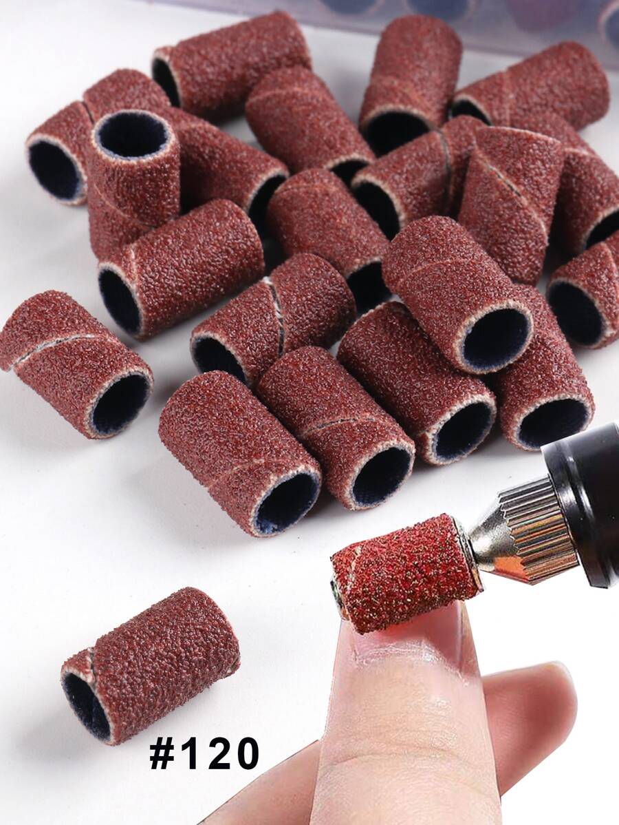 專為電動修甲機打磨頭設計的頭帶套裝,#120砂紙修甲打磨頭文件足部護理工具套裝,電動修甲套裝、凝膠卸除、拋光和足部鵝葡萄磨砂配件砂紙修甲打磨頭 - 杏色 - 查看 1