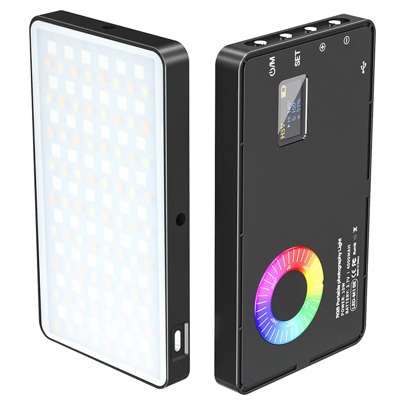 Portable RGB Colorful 360 Degrees Video Fill Light With LCD Display,2500-8500K Color Temperature, 4000mAh High Capacity Photographic Light For Live Stream