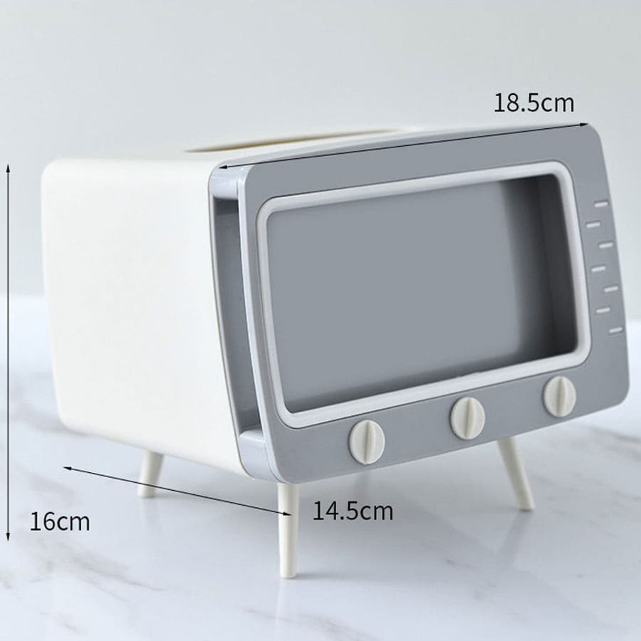 uno TV Caja para pañuelos , lujo ligero de plástico multifuncional Caja de almacenamiento , adecuado para casa , dormitorio , sala de estar , puede ser metido escritorio a lugar teléfono móvil con Caja para pañuelos - Gris - Ver 1