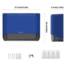INTERHASA Wall-Mounted Tissue Box For Hand Towels, Paper Towels In Restrooms, Kitchens, Commercial And Household Use No-Drill, Bathroom Accessory - Blue - View 9