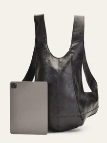 Casual Minimalist Oil Wax PU Leather Backpack, Anti-Theft Backpack, Crazy Horse Leather Student Backpack