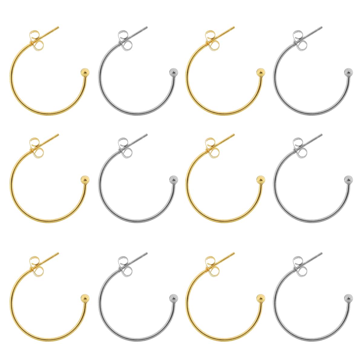 6pcs/package High-quality Stainless Steel C-shaped Hook Earring Hoops For Pendant Making - 6pcs/pack - View 1